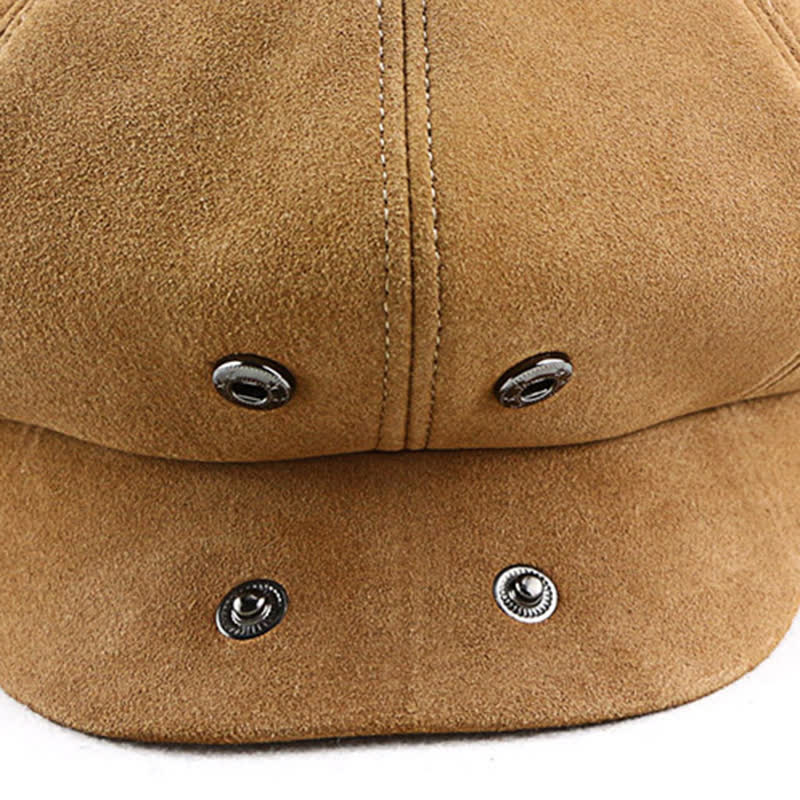 Retro Round Fine Texture Suede Newsboy Beret Hat - image 4