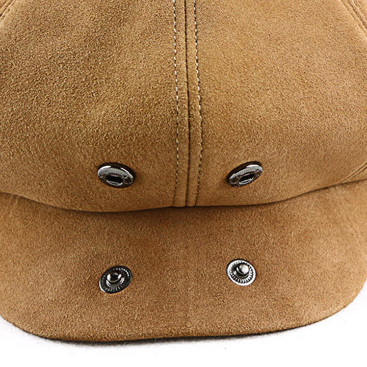Retro Round Fine Texture Suede Newsboy Beret Hat - image 4
