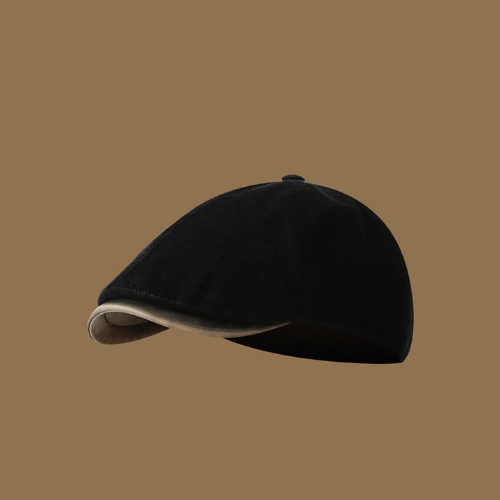 Autumn Winter Retro Corduroy Advance Beret Hat - Black - M (22"-22 7/8") - image 9