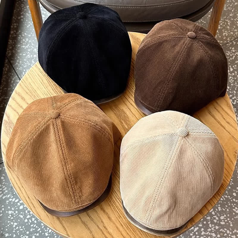 Autumn Winter Retro Corduroy Advance Beret Hat - image 3