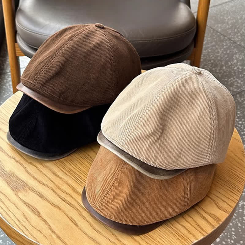 Autumn Winter Retro Corduroy Advance Beret Hat - image 1