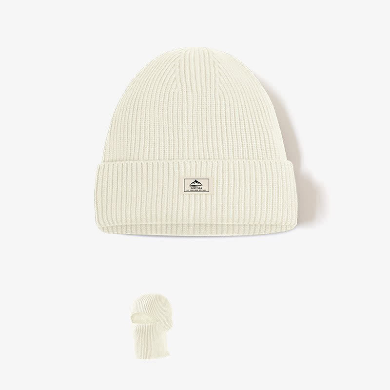 Dome Brimless Face Cover Warm Beanie Knitted Hat - Ivory - Adjustable - image 4