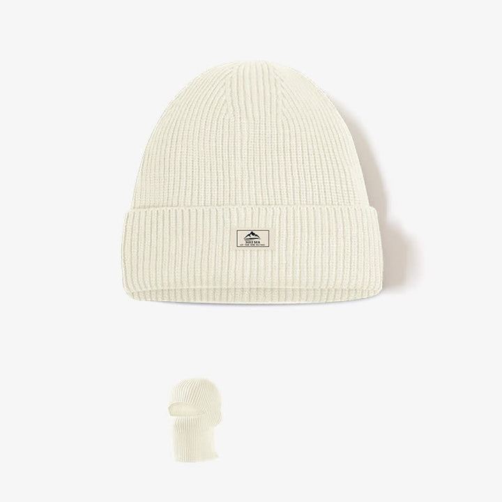 Dome Brimless Face Cover Warm Beanie Knitted Hat - Ivory - Adjustable - image 4