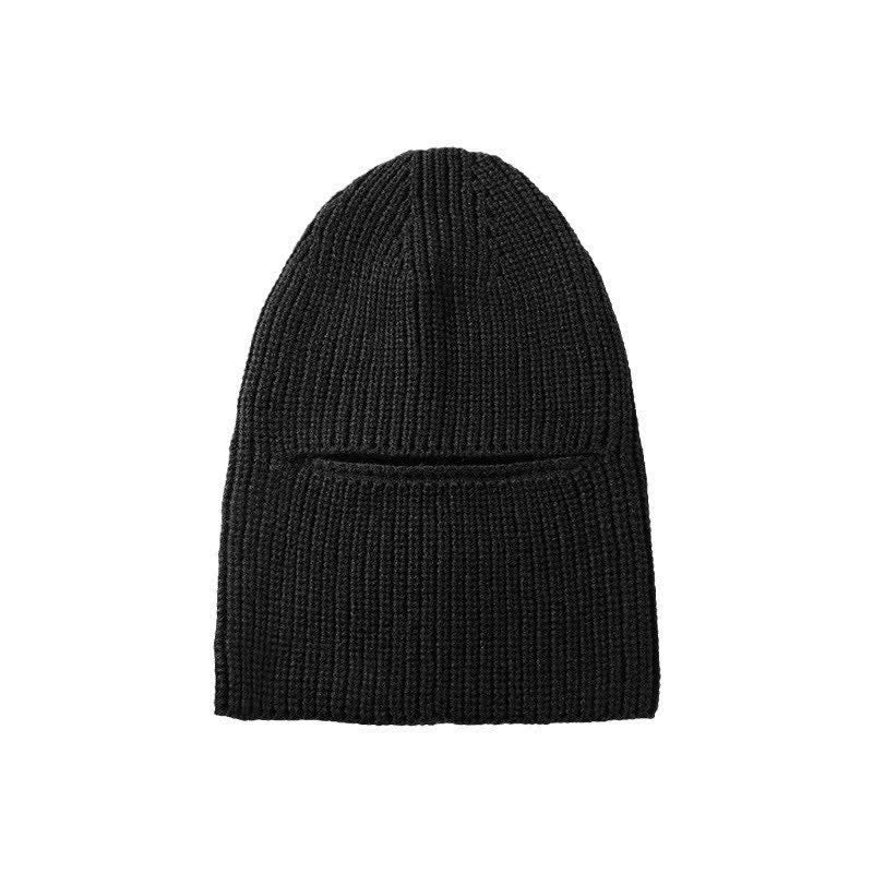 Dome Brimless Face Cover Warm Beanie Knitted Hat - Black - Adjustable - image 5