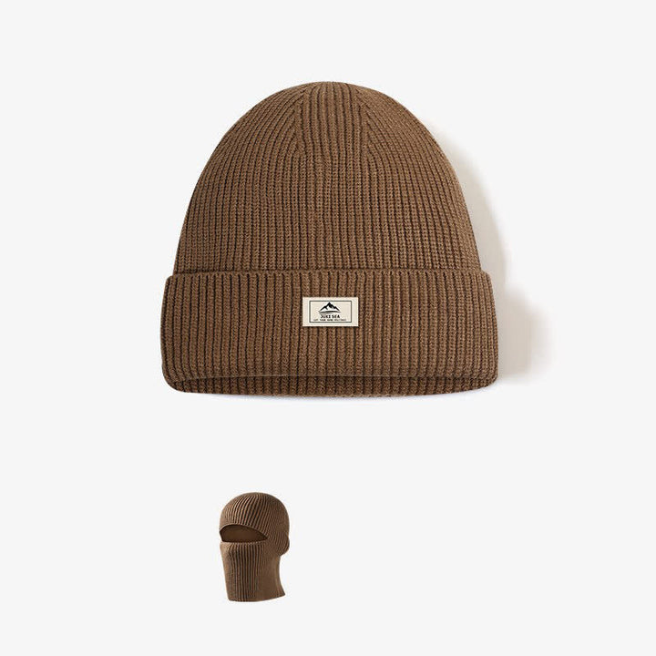 Dome Brimless Face Cover Warm Beanie Knitted Hat - Coffee - Adjustable - image 0