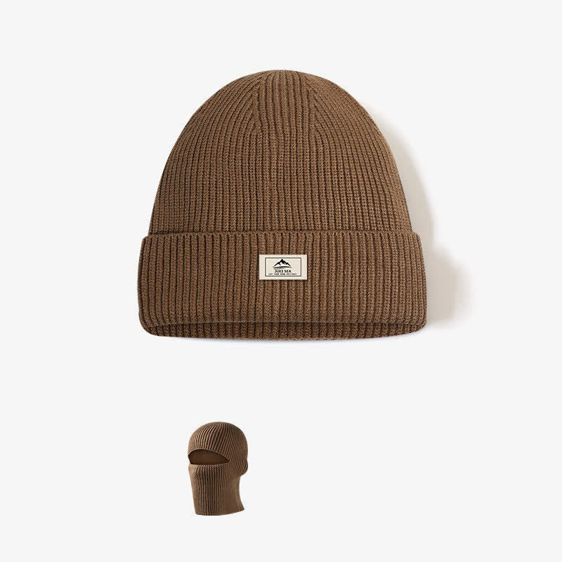 Dome Brimless Face Cover Warm Beanie Knitted Hat - Coffee - Adjustable - image 0
