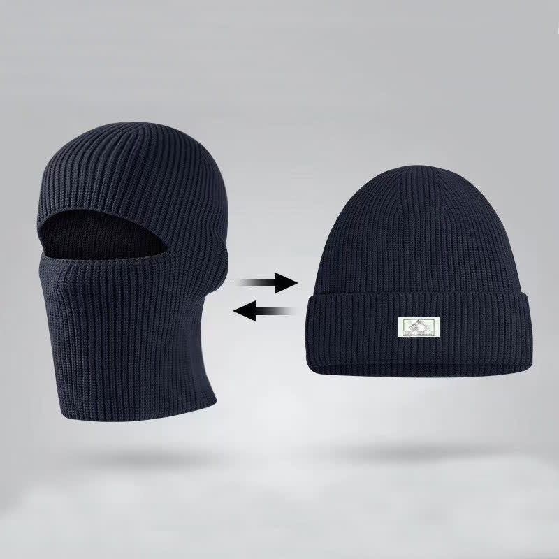Dome Brimless Face Cover Warm Beanie Knitted Hat - Navy - Adjustable - image 2