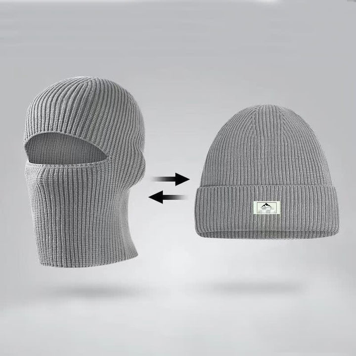 Dome Brimless Face Cover Warm Beanie Knitted Hat - Gray - Adjustable - image 3