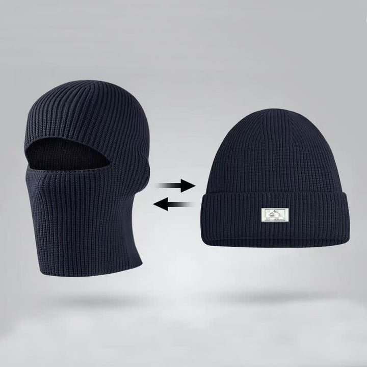 Dome Brimless Face Cover Warm Beanie Knitted Hat - Navy - Adjustable - image 2