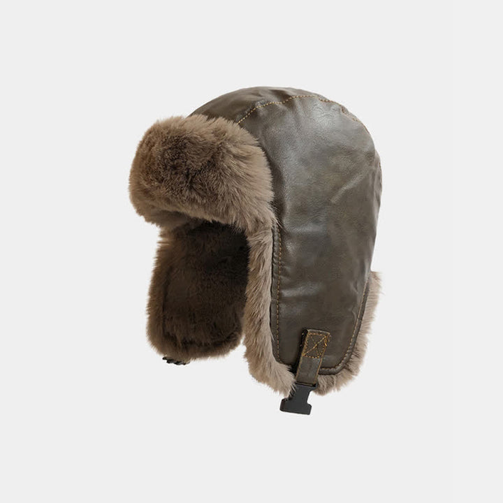 Modern Cool Winter Thick Warm Pilot Hat - Dark Brown - Adjustable (21 5/8" - 23 5/8") - image 12