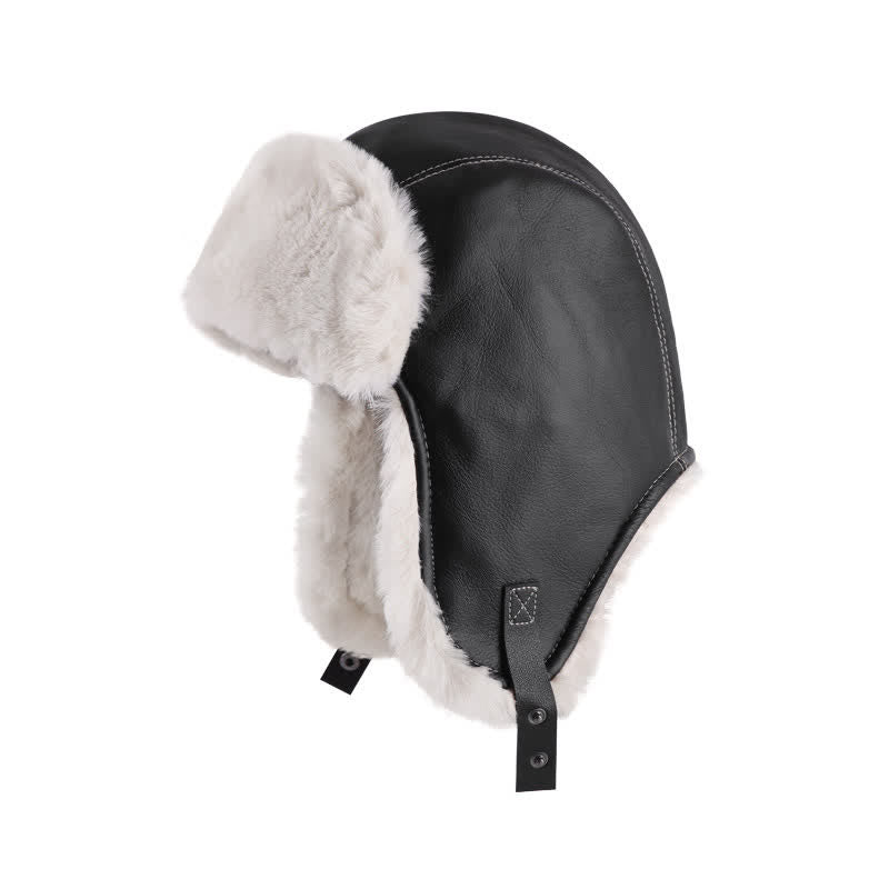 Vintage Winter Trooper Ear Flaps Pilot Hat - Black - Adjustable (21 5/8" - 23 1/4") - image 2