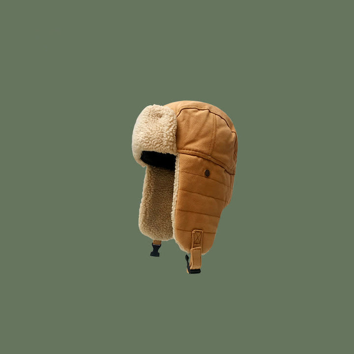 Solid Color Plush Inner Earmuffs Pilot Hat - Yellow - Adjustable (21 5/8" - 23 1/4") - image 7