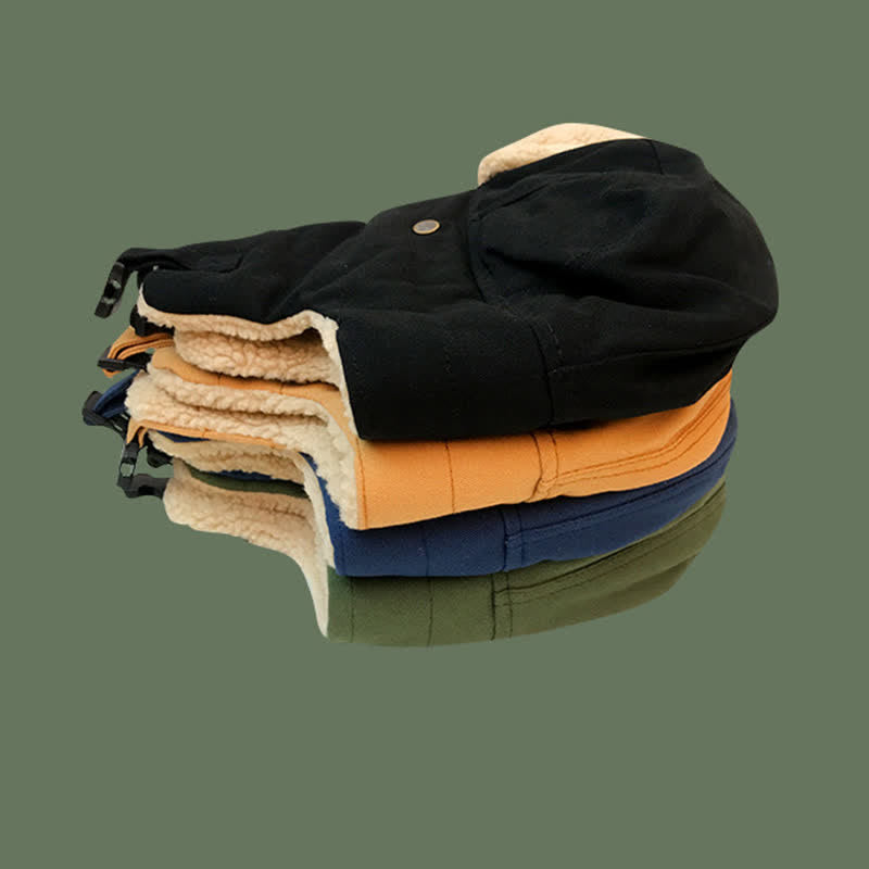 Solid Color Plush Inner Earmuffs Pilot Hat - image 3