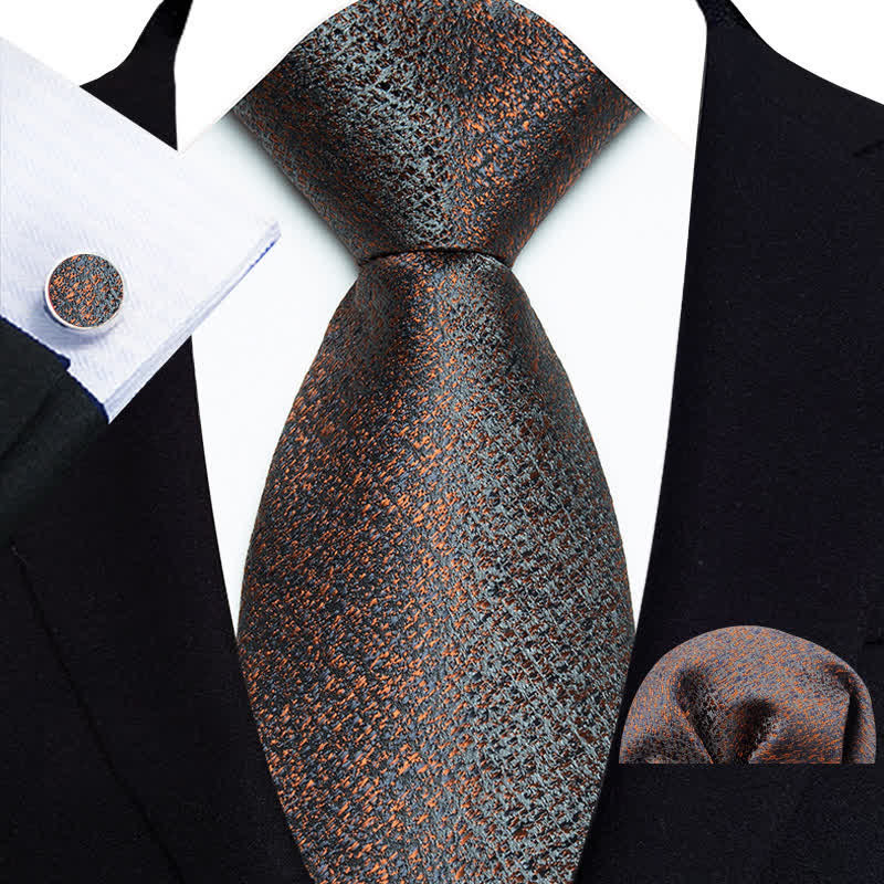3Pcs Men's Brown Fantastic Pattern Necktie Set - Brown - image 0