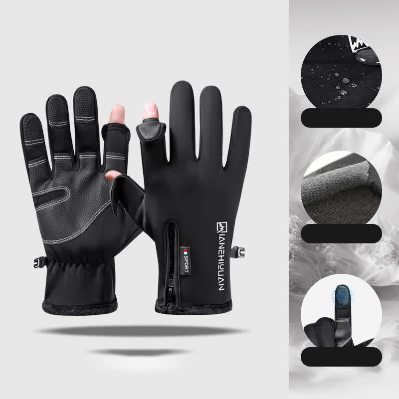 Openable Fingers Flap Zippered Anti-Slip Workout Gloves - image 1