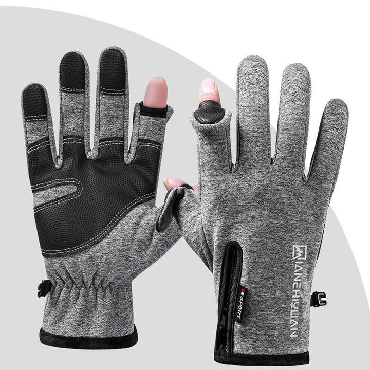 Openable Fingers Flap Zippered Anti-Slip Workout Gloves - Gray - XXL - image 6