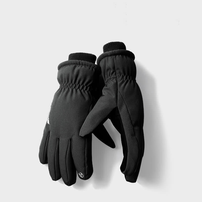 Cotton Winter Riding Thickening Fleece Lined Gloves - Black - image 1