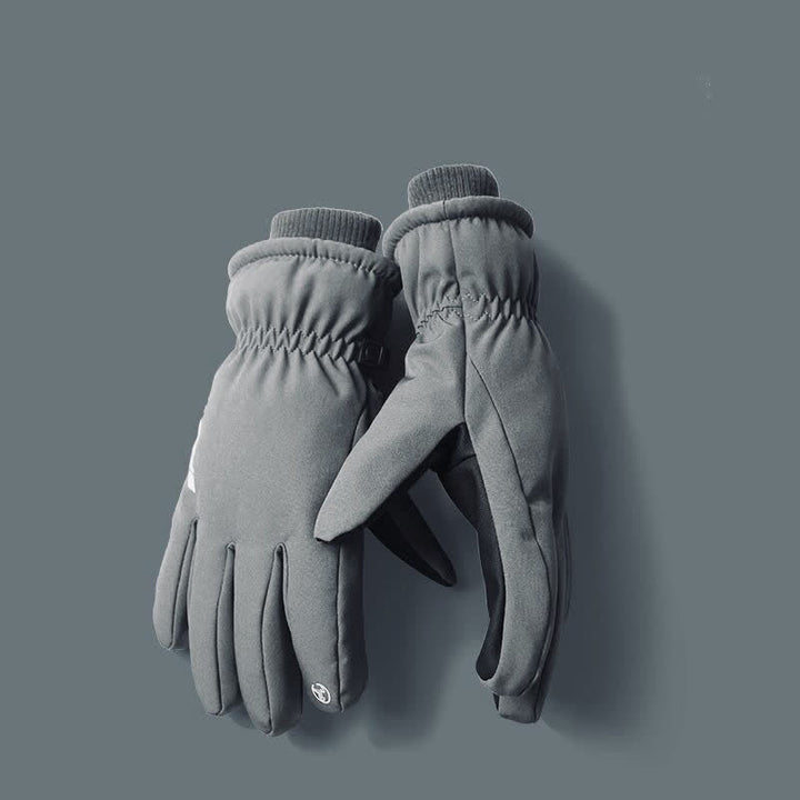 Cotton Winter Riding Thickening Fleece Lined Gloves - Gray - image 0