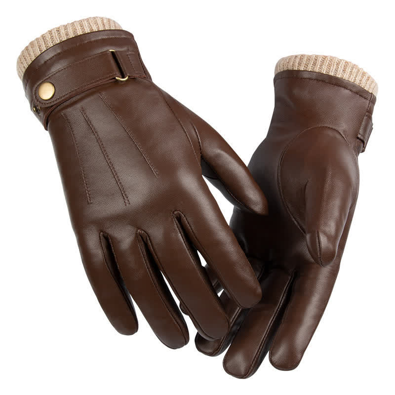 Fashionable Winter Sheepskin Thick Velvet Sheepskin Gloves - Brown - XL - image 0