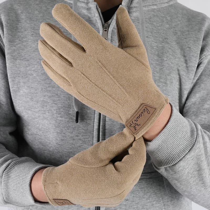 Anti-slip Touch Screen Winter Full Finger Gloves - Khaki - image 0