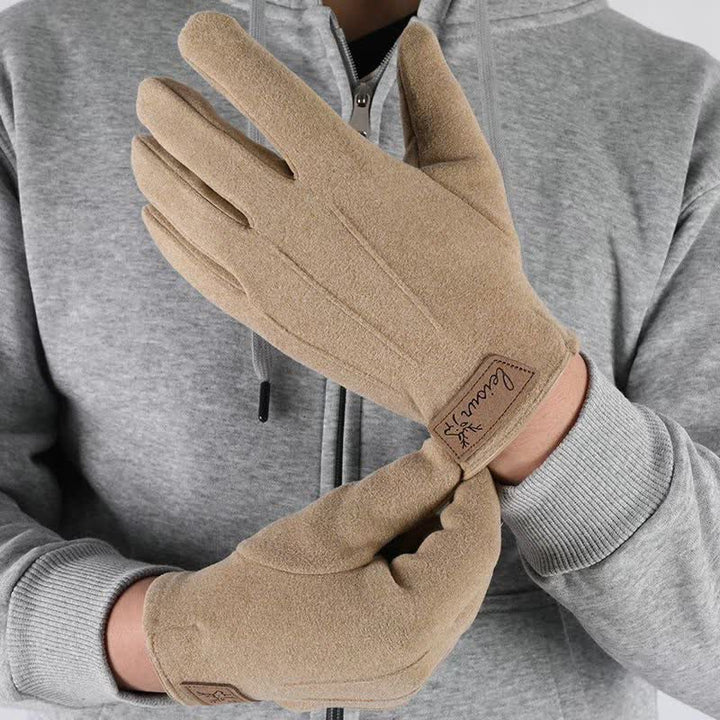 Anti-slip Touch Screen Winter Full Finger Gloves - Khaki - image 0
