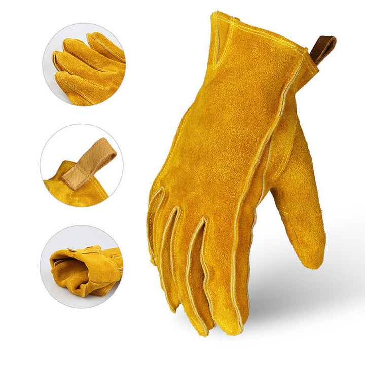 Yellow Cowhide Leather Garden Insulated Work Gloves - image 2