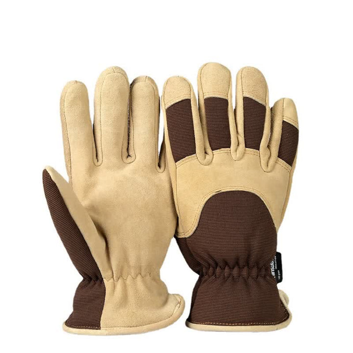Khaki Deerskin Cold-Proof Thickened Warm Gloves - Khaki - XL - image 0
