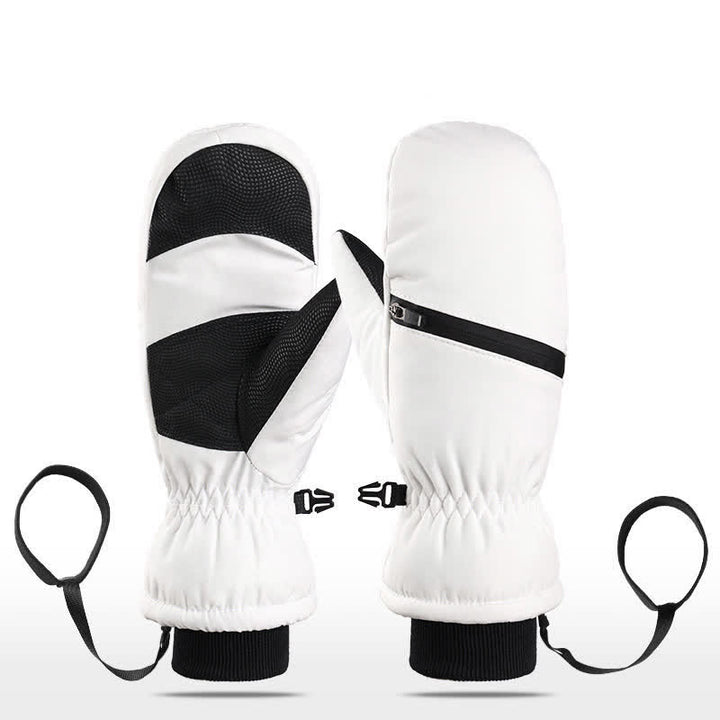 Winter Padded Zipper Pocket Ski Sports Gloves - White - Mitten - XL - image 11