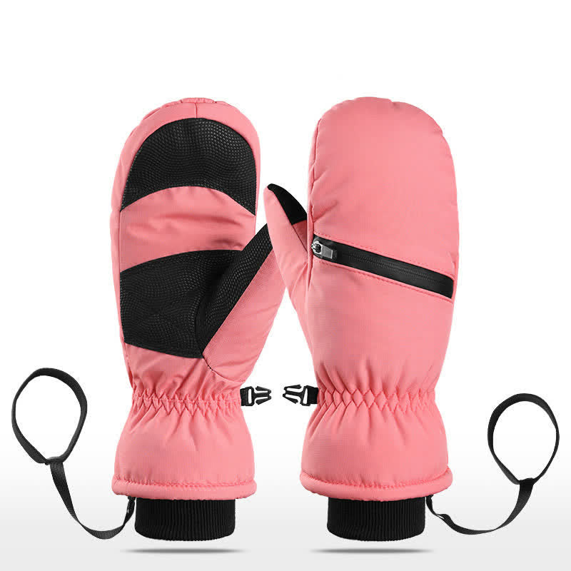 Winter Padded Zipper Pocket Ski Sports Gloves - Pink - Mitten - XL - image 15
