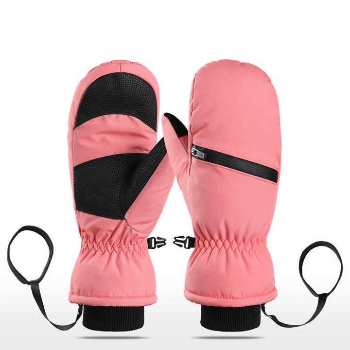 Winter Padded Zipper Pocket Ski Sports Gloves - Pink - Mitten - XL - image 15