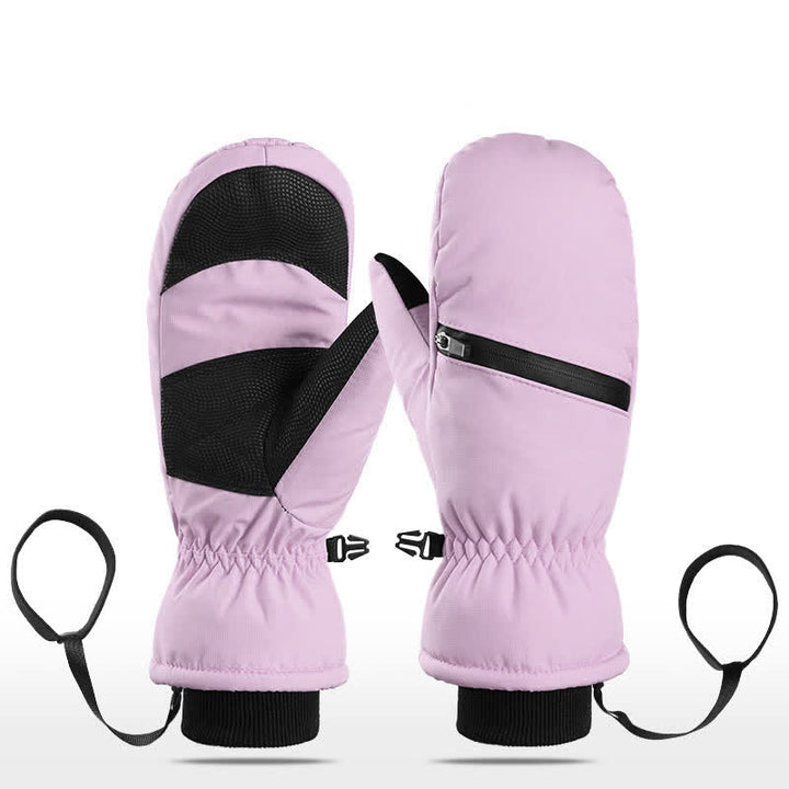 Winter Padded Zipper Pocket Ski Sports Gloves - Violet - Mitten - XL - image 2