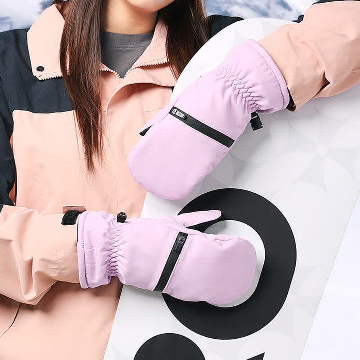 Winter Padded Zipper Pocket Ski Sports Gloves - image 1