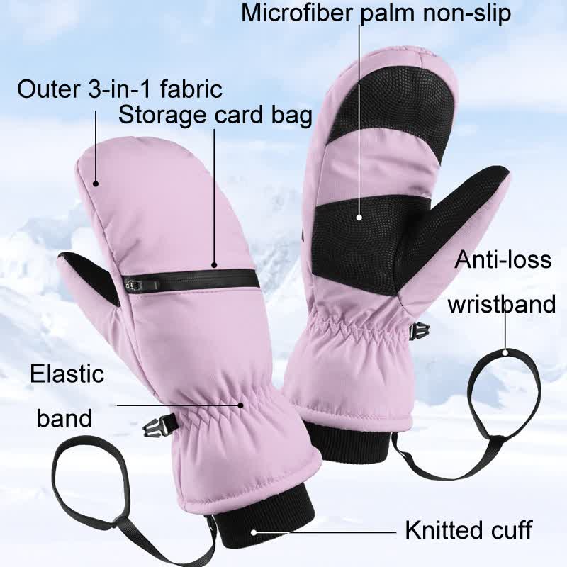 Winter Padded Zipper Pocket Ski Sports Gloves - image 4