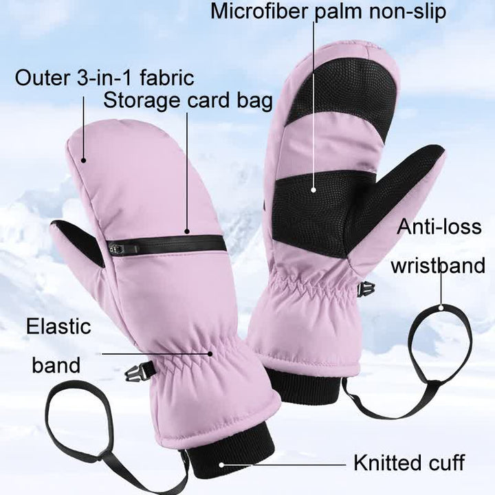 Winter Padded Zipper Pocket Ski Sports Gloves - image 4