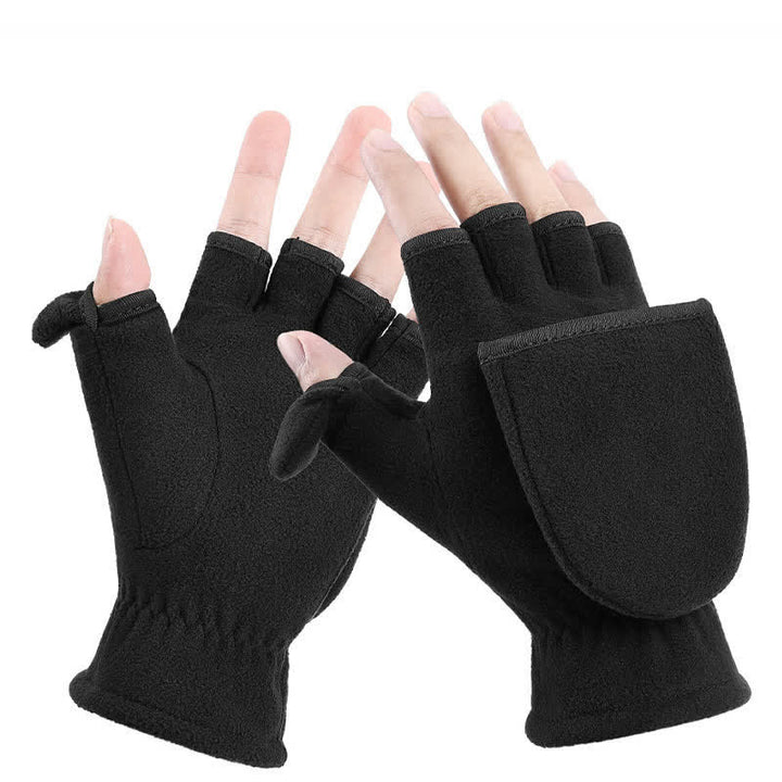 Black Convertible Flip Top Warm Mitten Gloves - image 8