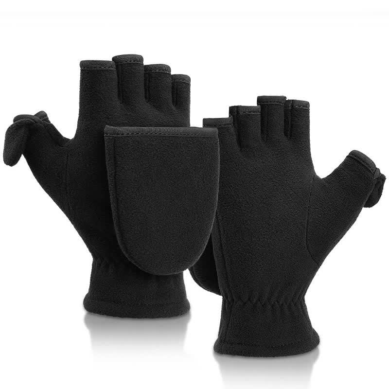 Black Convertible Flip Top Warm Mitten Gloves - image 6