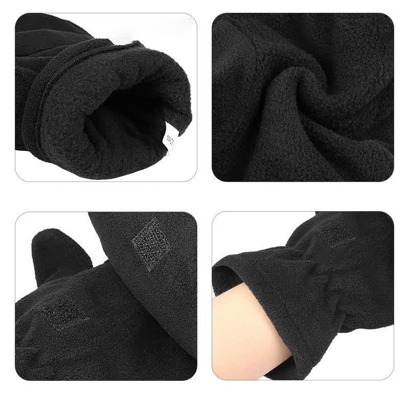 Black Convertible Flip Top Warm Mitten Gloves - image 7
