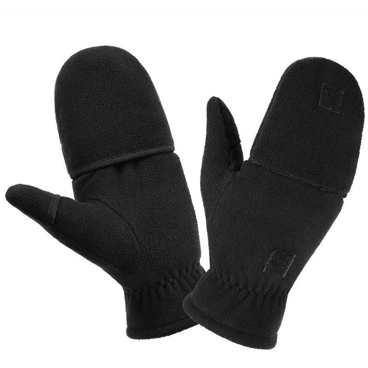 Black Convertible Flip Top Warm Mitten Gloves - image 9