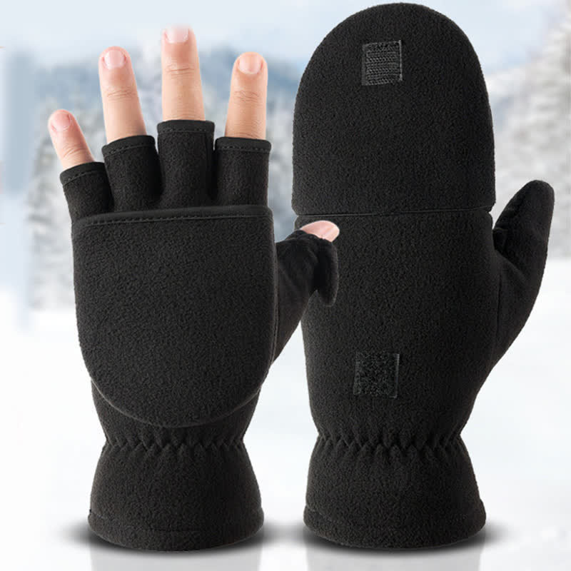 Black Convertible Flip Top Warm Mitten Gloves - image 1