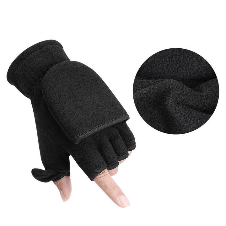 Black Convertible Flip Top Warm Mitten Gloves - image 4