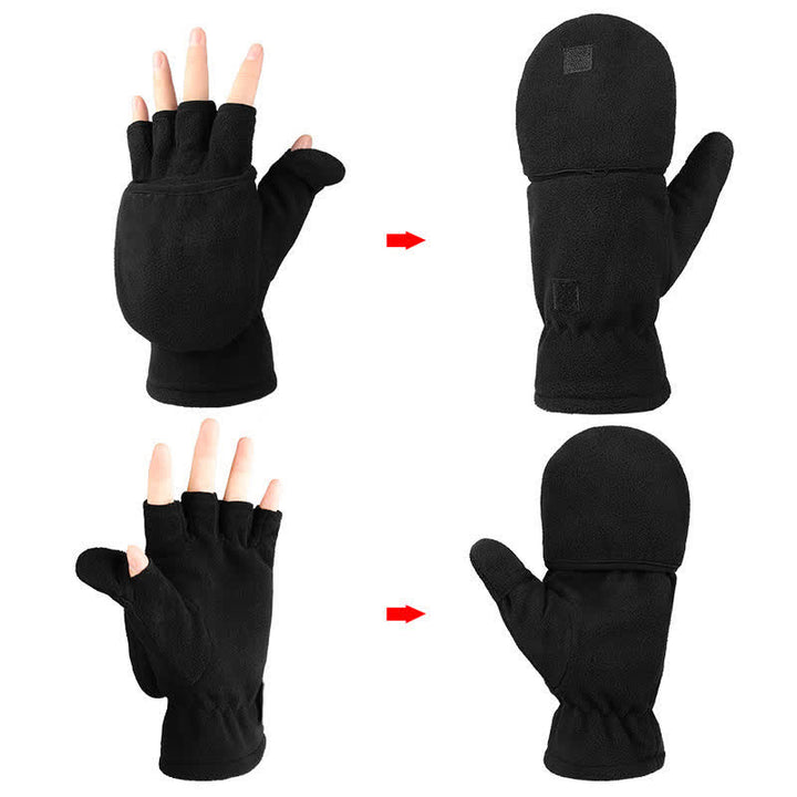Black Convertible Flip Top Warm Mitten Gloves - image 2