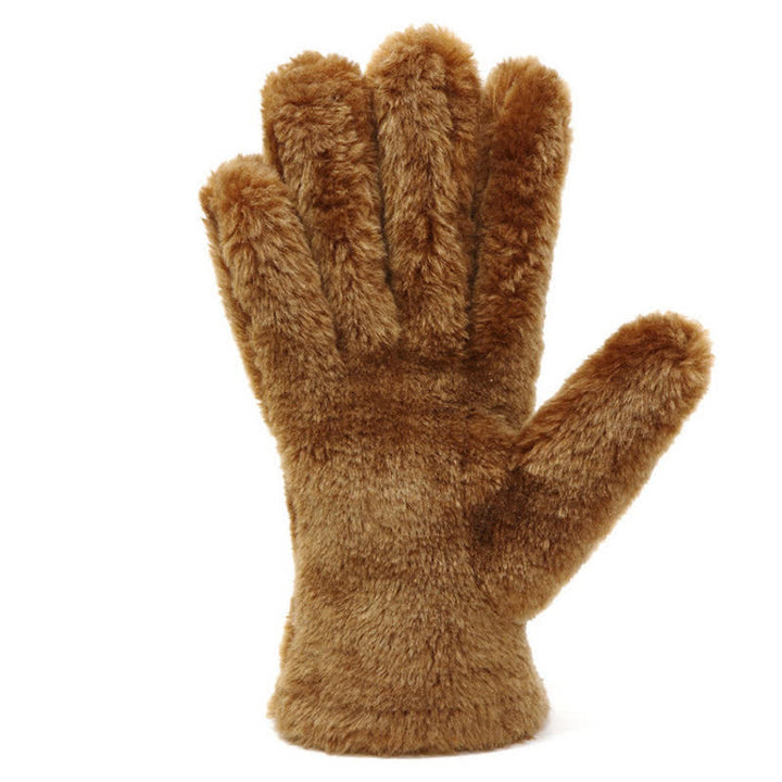 Faux Leather Imitation Wool Leather Dress Gloves - image 2