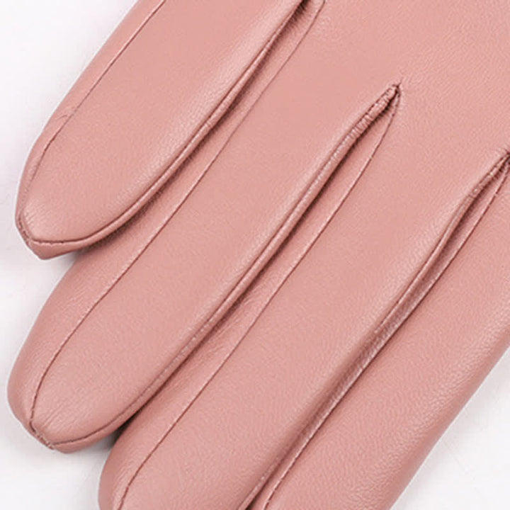 Women's Winter Velvet Pearl Leather Gloves - image 8