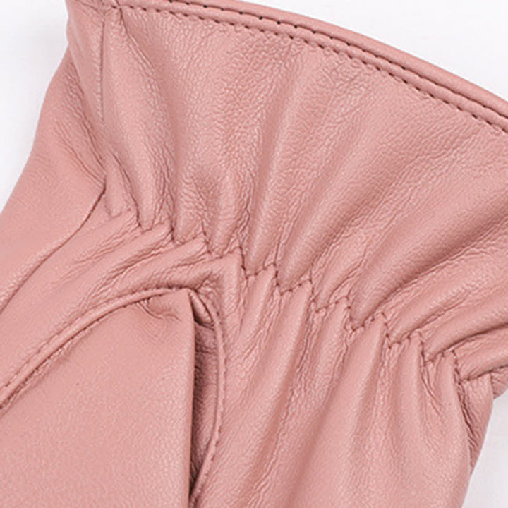 Women's Winter Velvet Pearl Leather Gloves - image 9