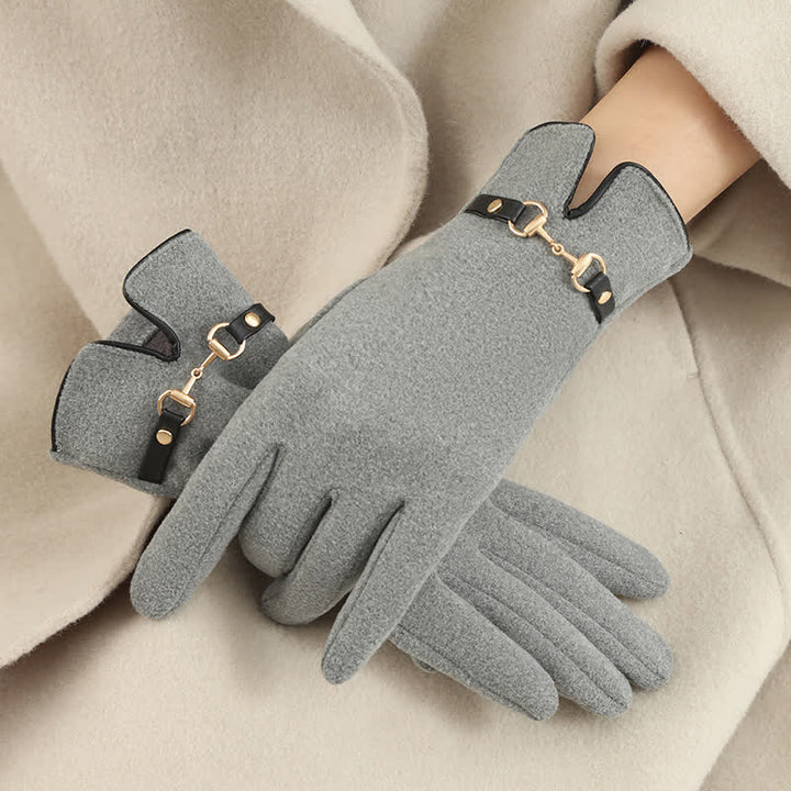Women's Chain Plus Plush Velvet Thick Gloves - Gray - image 9