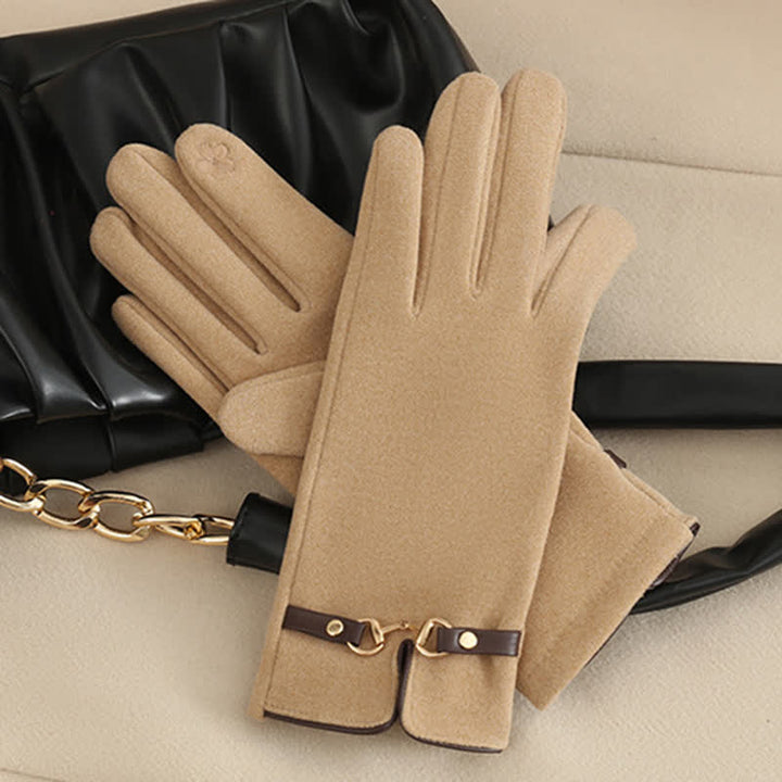 Women's Chain Plus Plush Velvet Thick Gloves - image 2