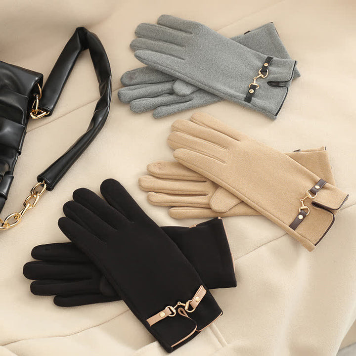 Women's Chain Plus Plush Velvet Thick Gloves - image 1