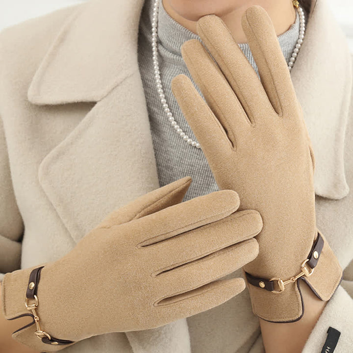 Women's Chain Plus Plush Velvet Thick Gloves - image 4