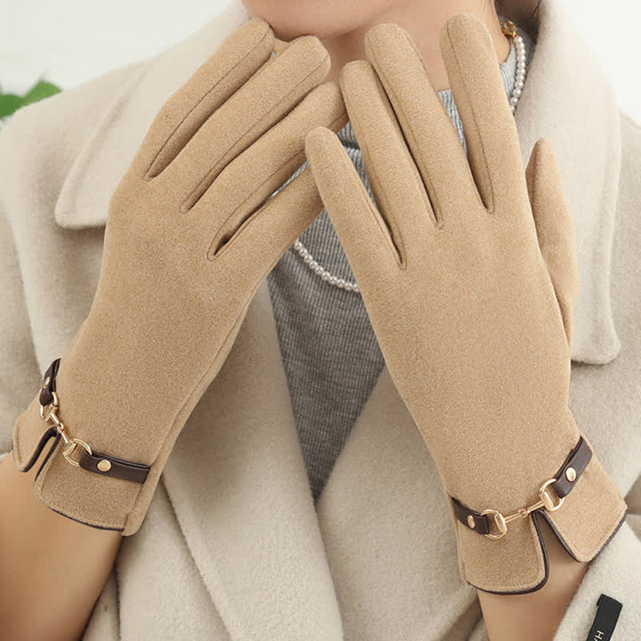 Women's Chain Plus Plush Velvet Thick Gloves - image 3