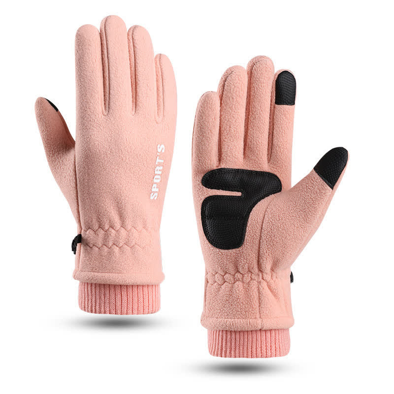 Cold Weather Thickened Fuzzy Elastic Cuff Gloves - Pink - Women - image 0